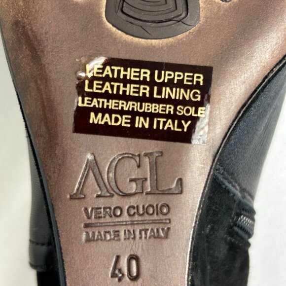 AGL Attilio Giusti Leombruni Double Buckle Leather Wedge Bootie in Black- Sz 9.5 - Picture 8 of 10